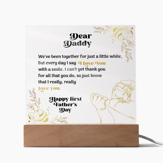 Happy First Father's Day Printed Square Acrylic Plaque