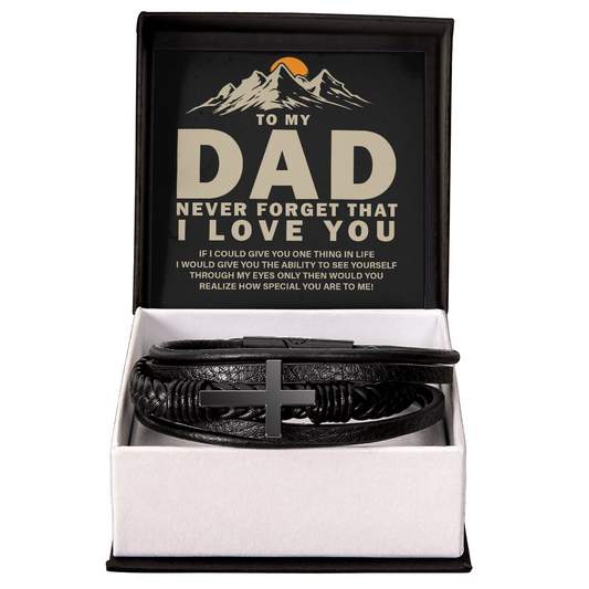 Father's Day Leather Cross Bracelet I Love You